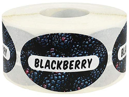BlackBerry Grocery Store Food Labels 1.25 x 2 Inch Oval Shape 500 Total Adhesive Stickers - color: Blackberry