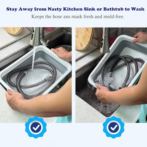 CPAP Cleaning Kits with Tube and Mask Brush, Collapsible Wash Basin & Hose Hanger - CPAP Hose Cleaner Supplies to Make Cpap Accessories Cleaning, Drying, Storing Easier - color: Grey-white