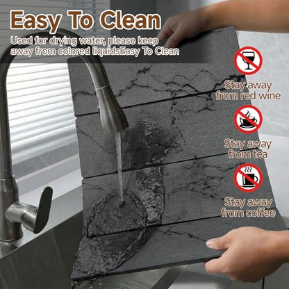 Large Stone Dish Drying Mat for Kitchen Counter,24"(L)×16"(W),Quick Dry Super Absorbent Drying Matt Kitchen Counter,Collapsible Diatomaceous Earth Dish Mats,for Dishes Bottles Cups,Any Countertop - color: Gray