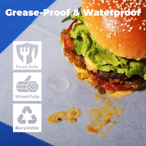 Fit Meal Prep [500 Pack] 6 x 10.75" Wax Paper Sheets for Food, Interfolded Precut Deli Paper, Pop Up Grease-Proof Sandwich Paper Wraps, Waterproof for Lunch, Food Basket, Microwave Cover, BBQ - size: 6 x 10.75"