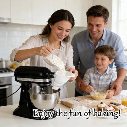 Asix Toy Flour Funnel Compatible with Kichen Aid Mixer,with 2pcs Cord Organizer,Pouring Chute for Artisan KSM150,Foldable Silicone,Easy Pour No-Mess Attachment,Dishwasher-Safe,for Baking and Cooking