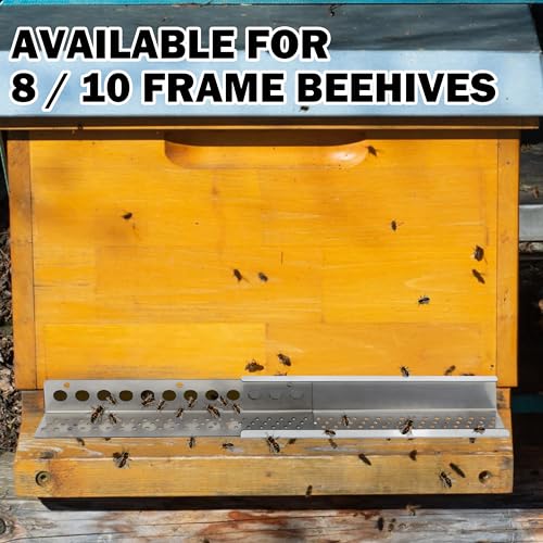 Honey Lake Metal Entrance Reducer and Mouse Guard for 8 or 10 Frame Bee Hive, Universal No-Rust Stainless Steel Design for Beekeeping, Year Around Beekeeping Supplies for Beekeeper (4 Pack)