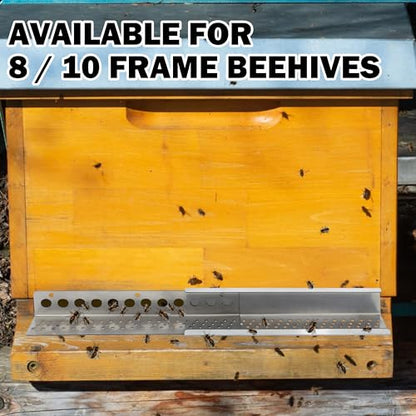 Honey Lake Metal Entrance Reducer and Mouse Guard for 8 or 10 Frame Bee Hive, Universal No-Rust Stainless Steel Design for Beekeeping, Year Around Beekeeping Supplies for Beekeeper (4 Pack)