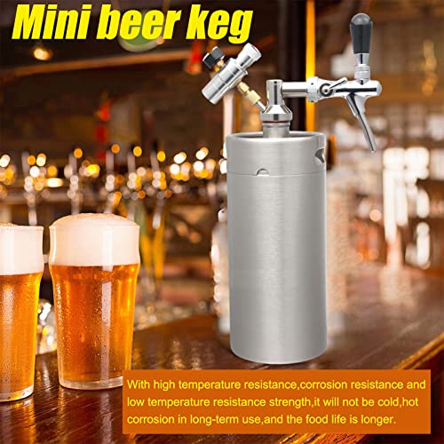 Portable Draft Keg System Stainless Steel Keg Mini Keg Draft System Stainless Steel Portable Mini Keg Dispenser Pressure Regulator Craft Beer Draft Home Brew,3.6L