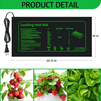 LOCONHA Seedling Heat Mat for Seed Starting,10" x 20.75" Waterproof Heating Pad for Indoor Plants Germination (Black 1 Pack) - color: Black 1 Pack