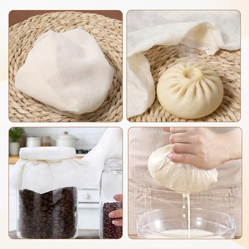 7 PCS Reusable Natural Pure Cotton Cheese Cloths, Natural Pure Cotton Steamer Cloth (18.5x18.5 Inch), Unbleached Cottons Fine Mesh Muslin Cloths Used for Cooking, Juicing, Steaming, Butter Making