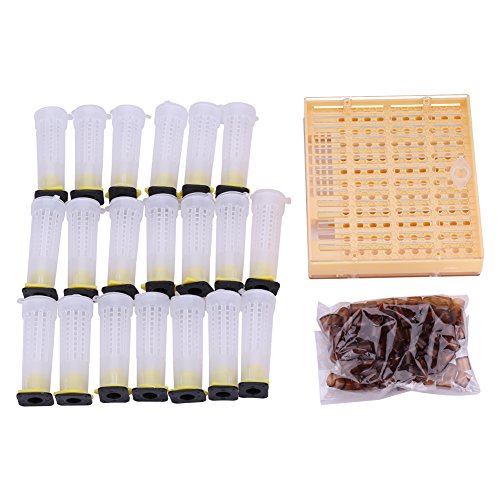 GLOGLOW Queen Rearing Kit for Beekeeping Plastic Beekeeping Box with 50 Cell Cups & Covers Bee Cultivating Tool for Honeybee Queen Grafting and Rearing