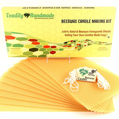 Make Your Own Beeswax Candle Kit - Includes 10 Full Size 100% Beeswax Honeycomb Sheets in Gold and Approx. 6 Yards (18 Feet) of Cotton Wick. Each Sheet Measures Approx. 8" x 16 1/4". - color: Gold