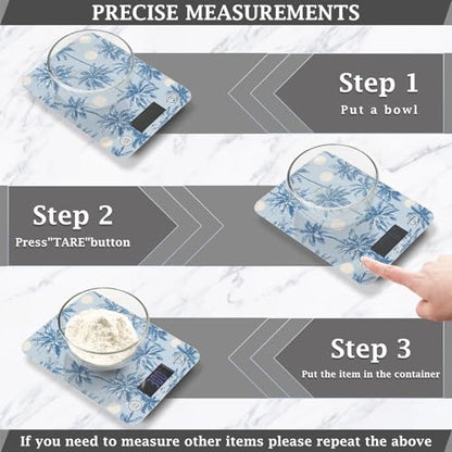 Food Scale Kitchen Scale Food Weight Scales Digital Weight Grams and Ounces Small Electronic Food Scale for Baking Cooking Light Blue Palm Trees and Sun - color: Light Blue Palm Trees and Sun