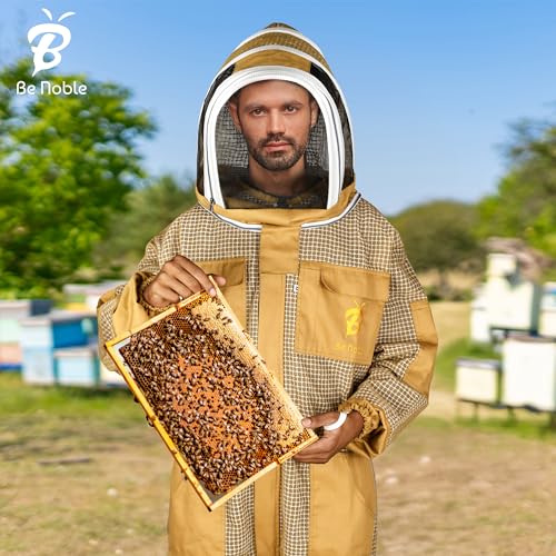 3 Layer Professional Beekeeping Suit - Heavy Duty Protective Bee Suit for Safe and Efficient Apiary Management. - color: Khaki, size: 3X-Large