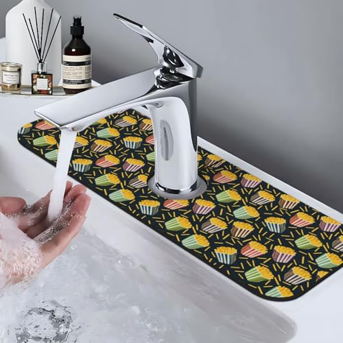 Fries Faucet Mat For Kitchen Sink, Absorbent Countertop Protector, Quick Dry Sink Splash Guard Pad, Waterproof Draining Mat 15" X 5.5" - color: Style 4