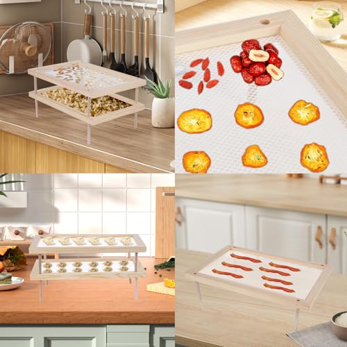 Herb Drying Rack, Wood Pasta Drying Racks, Drying Storage with 2 layer herb drying rack for drying pasta flowers plant specimens and more