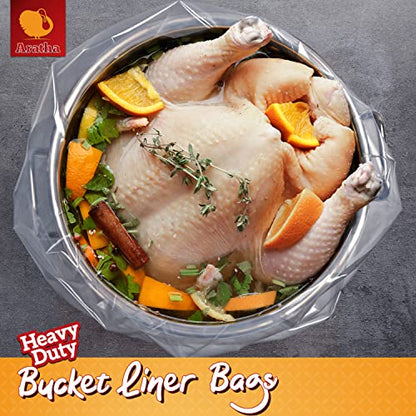 5 Gallon Bucket Liner Bags, 5.5 Mil, 5 Pack, Food Grade & BPA Free Brine Bags for Marinating & Food Storage