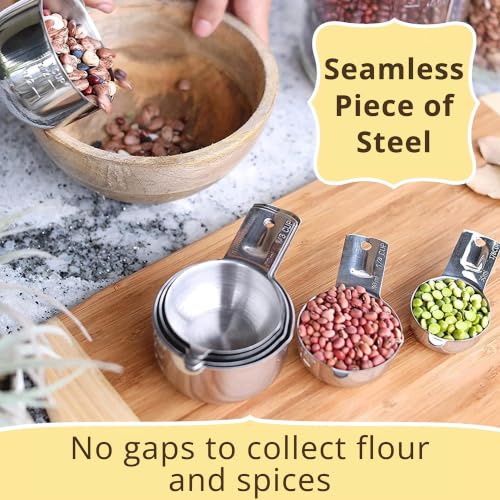Measuring Cups and Spoons Set of 15, Stackable Cups, Long Handle with Leveler Fits Narrow Jars, 304 Premium Stainless Steel, Kitchen Gadgets for Liquid & Dry Ingredients Cooking Baking - size: 15 Piece Set