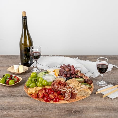 Cater Tek 13.8 Inch Charcuterie Boards, 10 Faux Wood Cheese Boards - Round, Stackable, Paper Cardboard Charcuterie Boards, Disposable, For Serving At Catered Events - Restaurantware - color: Natural, size: 13 3/4"