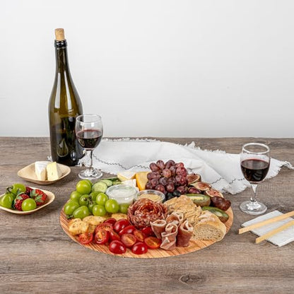 Cater Tek 13.8 Inch Charcuterie Boards, 10 Faux Wood Cheese Boards - Round, Stackable, Paper Cardboard Charcuterie Boards, Disposable, For Serving At Catered Events - Restaurantware - color: Natural, size: 13 3/4"