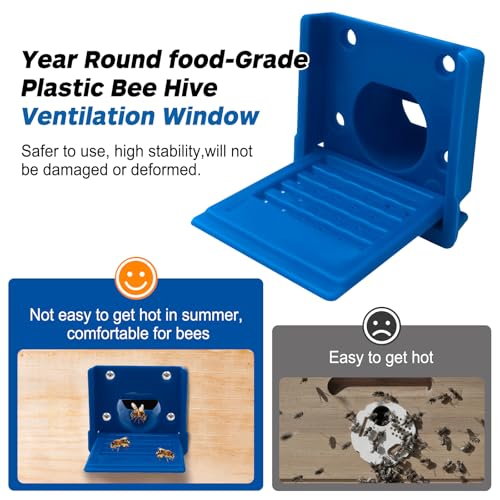 Bee Hive Entrance Reducer,6 Pack Beekeeping Supplies,Blue Plastic Beehive Entrance Reducer,Beehive Ventilation Opening Window,Portable Bee Nest Door Entrance,Bee Hives Boxes Starter Kit for Beekeeper - color: Blue-6pcs