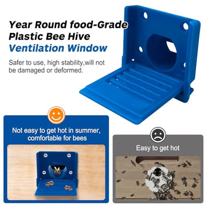 Bee Hive Entrance Reducer,6 Pack Beekeeping Supplies,Blue Plastic Beehive Entrance Reducer,Beehive Ventilation Opening Window,Portable Bee Nest Door Entrance,Bee Hives Boxes Starter Kit for Beekeeper - color: Blue-6pcs