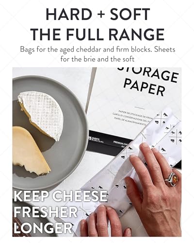 Formaticum Cheese Storage 15 Bags, Wax Paper | Wax Paper Included, Adhesive Labels Included, Porous Brown Wrapping Sheets - size: 15-Pack-Bags & 15-Pack-Sheets