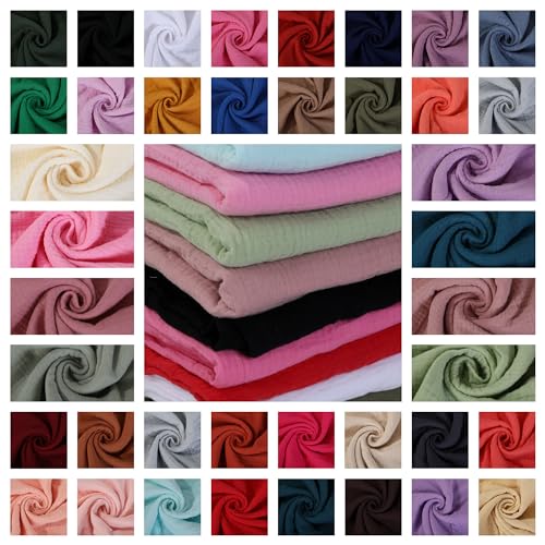 100% Cotton Double Gauze Muslin Fabric by The Yard - Crinkle, Swaddle, Cheesecloth - Choose from 40 Colors (Buttercream)