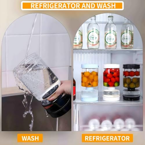 Glass Pickle Jar, Strainer Flip, Airtight Pickle Container, Juice Separator, Leak Resistant Food Storage Jar, Pickles, Olives, Jalapenos, Kimchi, Cherries & Refrigerator Snacks Jars