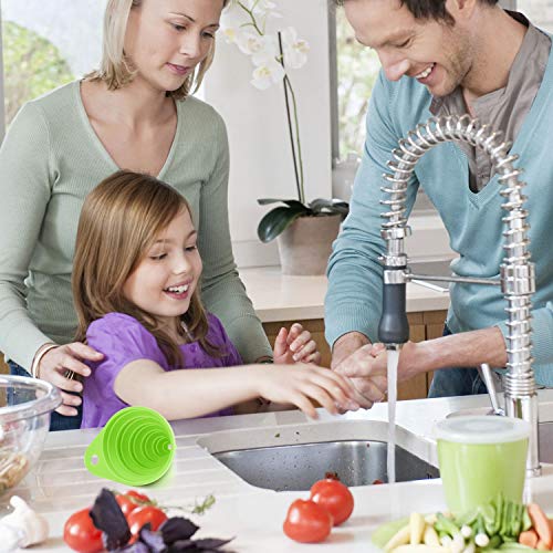 Funnels for Kitchen Use, Food Grade Silicone Collapsible Kitchen Funnel (Green) - color: 4-Green