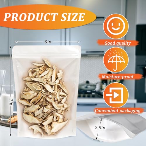 100 PCS Resealable Packaging Bags for Small Business，Kraft Bags With Window Clear Fornt Heat Seal Sealable 4.7"X7.9"Paper Zipper Stand Up Pouches Nut Bag Coffee Cookie Herb Food Bakery Storage - size: 4.7X7.9 INCH