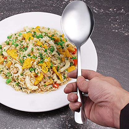 AOOSY Serving Spoons, 6 Pieces X-Large 9.8 Inches Stainless Steel Serving Spoon Catering Spoons Solid Serving Utensils Big Ladle Tablespoons for Buffet Banquet Flatware Kitchen Basics Serving - color: A X-Large 9.8 inches Big Serving Spoon