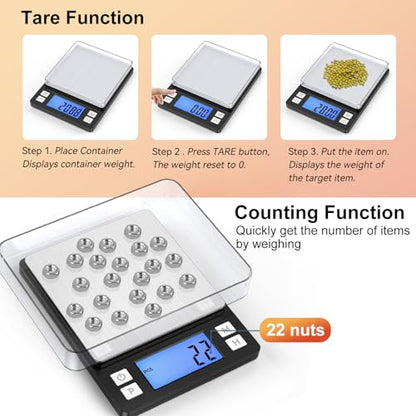 BOMATA 0.01g Small Digital Gram Scale, USB Rechargeable, Upgraded 1kg Jewelry Scale with Larger Display and Hold Function, High Precision, Grams and oz for Herb, Coin, Powder, Yeast, Kitchen Black - size: 0.01g/1kg Black