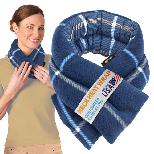 SunnyBay Microwavable Heating Pad for Neck and Shoulder, Heated Neck Wrap, Microwave Heat Pad, Weighted Beanbag Moist Hot or Cold Compress, 2.2 lbs, 26x4 Inches, Ocean Blue - color: 4x26 - Ocean Blue