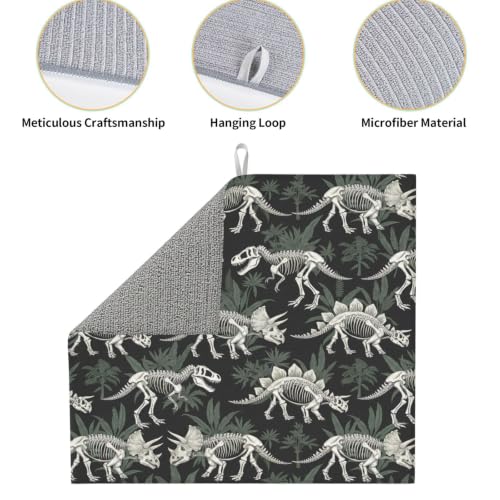 Dinosaur Skeletons Botanical Dish Drying Mats for Kitchen Counter, Super Absorbent Microfiber Drainer Pad, Washable Reversible Appliance Protector, Everyday Kitchen Must-Have, 16x18 Inch - color: Dinosaur Skeletons Botanical