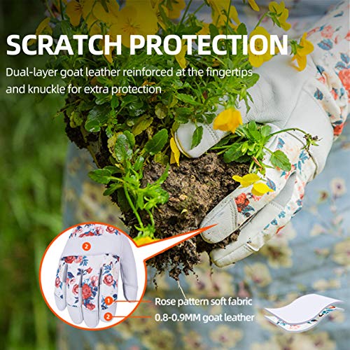 Vgo... 1-Pair Natural Genuine Goatskin Leather Gardening Gloves, Long Cuff Protection, High Dexterity Grip Gloves (Size L, White, GA9658-W) - color: 1 Pair - White, size: Women's Large