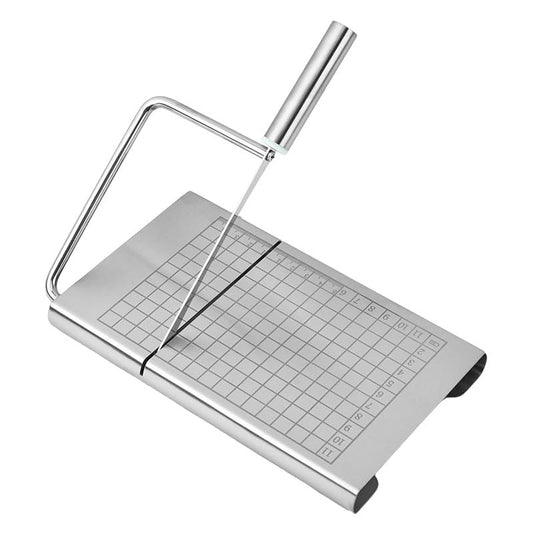 Cheese Slicer Board with Blade, Cheese Cutters for Block Cheese | Stainless Steel Cheese Slicer Cutter with Grid Scale and Anti Slip Rubber Pads for cutting Cheese,Butter,Sausages,Bread