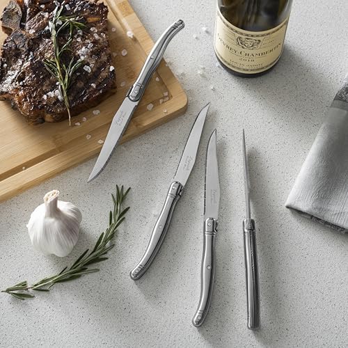 French Home Laguiole Connoisseur 4-Piece Stainless-Steel Steak Knife Set - color: Silver/Stainless-Steel