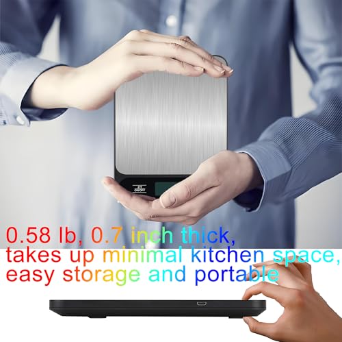 33lb/15kg USB Rechargeable Digital Kitchen Scale, Food Scale, LCD Display, High Capacity Weight Grams and Ounces for Baking Cooking and Meal Prep, 6 Units with Tare Function
