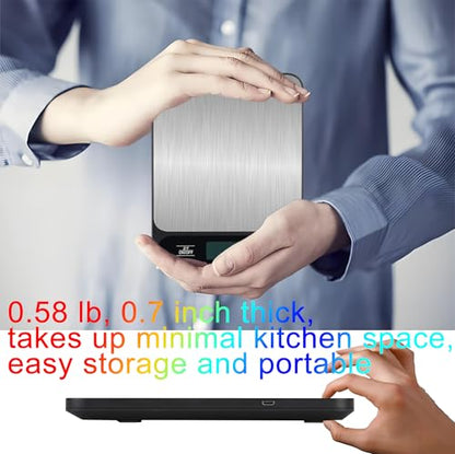33lb/15kg USB Rechargeable Digital Kitchen Scale, Food Scale, LCD Display, High Capacity Weight Grams and Ounces for Baking Cooking and Meal Prep, 6 Units with Tare Function
