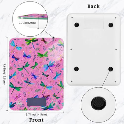 Food Scale Kitchen Scale Food Weight Scales Digital Weight Grams and Ounces Small Electronic Food Scale for Baking Cooking Deep Pink Dragonflies and Leaves - color: Deep Pink Dragonflies and Leaves