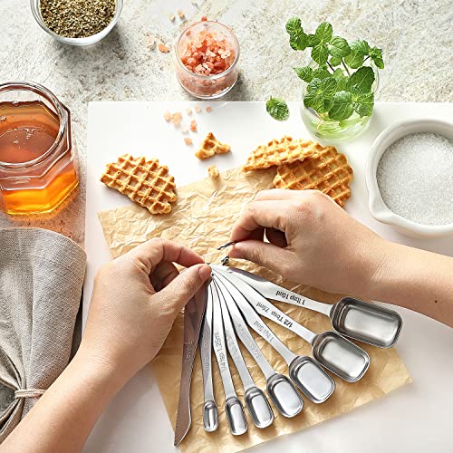 Spring Chef Stainless Steel Measuring Spoons Set of 13 with Leveler, Metal Teaspoon & Tablespoon Measuring Spoons for Cooking & Baking, Fits in Spice Jars, Kitchen Gadgets for Dry & Liquid Ingredients - style: Spoons - Set of 13