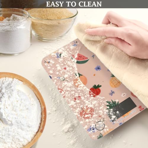 Food Scale Kitchen Digital Scale Food Ounces and Grams Dieting Baking Cooking Waterproof Glass Panels LCD Display,4 Units Scale Tare Function Peach Fruits - color: Peach 35