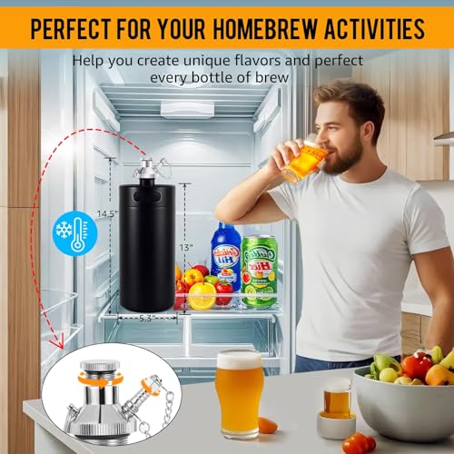 MRbrew 128oz Mini Keg Growler with Hand Keg Pump Portable Keg Tap Growler Tap System for Draft Beer Dispenser Stainless Steel Home Mini Kegerator Brewing Party Picnic