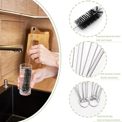 Cleaning Brushes,16 Pcs Pipe Tube Brush Pipe Cleaning Brushes Bottle Brush,for Washing Narrow Neck Water Bottles Jars Teapot Spout Coffee Machine Tube(White&Black)