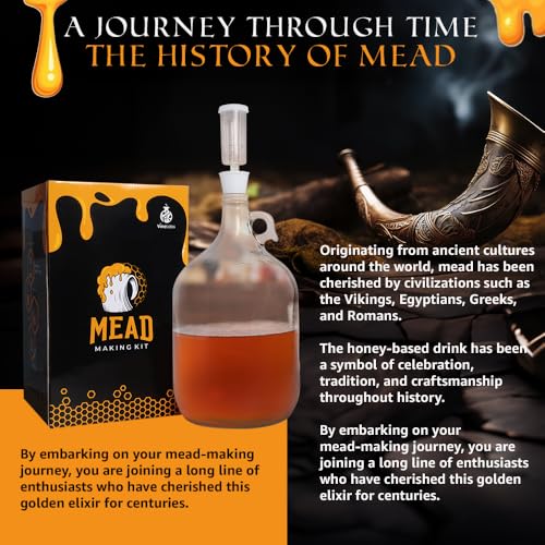 Honey Mead Making Kit with Yeast and Starter Home Brew Accessories, Reusable, Step-by-Step Brewing Process, 1 Gallon, Made in the USA