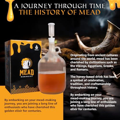 Honey Mead Making Kit with Yeast and Starter Home Brew Accessories, Reusable, Step-by-Step Brewing Process, 1 Gallon, Made in the USA