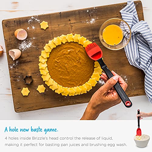 Dreamfarm Brizzle Basting Brush with Built-In Sauce Reservoir - Black | Sit-up, mess-free BBQ and pastry brush, flexible bristles, scoop and drizzle baster, holds 1 tbsp of liquid - color: Black