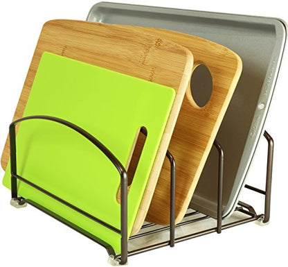 Deco Brothers Cookware Organizer Rack for Kitchen Cabinet, 3 Slot Holder, Bronze - color: Bronze