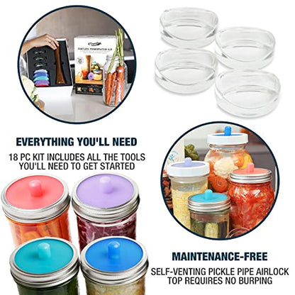 Masontops Complete Mason Jar Fermentation Kits - Wide & Reg Bundle Vegetable Fermenting Set - DIY Equipment Essentials