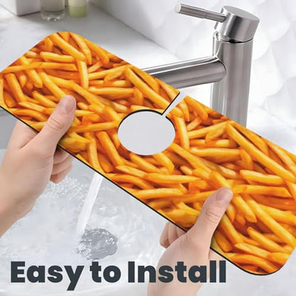 Fries Faucet Mat For Kitchen Sink, Absorbent Countertop Protector, Quick Dry Sink Splash Guard Pad, Waterproof Draining Mat 15" X 5.5" - color: Style 6