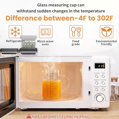 Graduated Glass Measuring Cup With Handle 1000ML (32Oz, 4Cups) | High Borosilicate Liquid Measuring Cup for Baking Cooking Kitchen V-Shaped Spout Glass Measuring Beaker Easy To Read - size: 1000ML (32Oz, 4Cups)