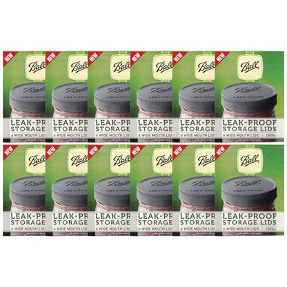 Ball Mason Jar Leak-Proof Lids, Wide Mouth, 6 CT (Pack of 12) - color: Wide, size: 6 Count (Pack of 12)