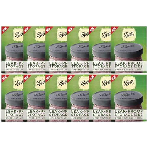 Ball Mason Jar Leak-Proof Lids, Wide Mouth, 6 CT (Pack of 12) - color: Wide, size: 6 Count (Pack of 12)